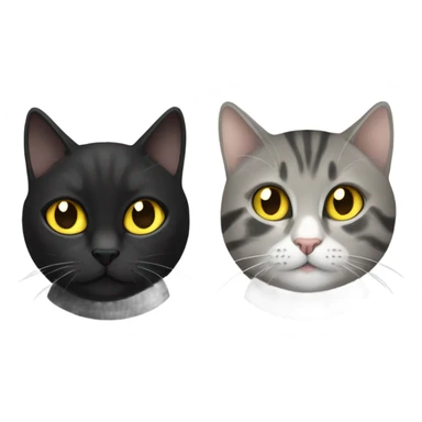 black female cat with yellow eyes and grey tabby cat with yellow eyes playing with each other sticker