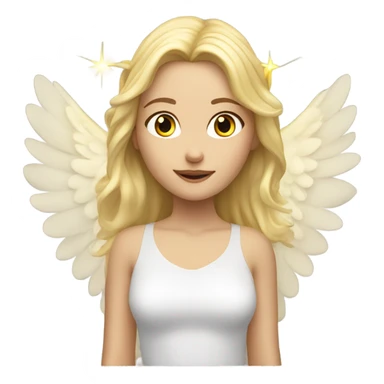 Caucasian blonde girl with big wings & halo over her head sticker