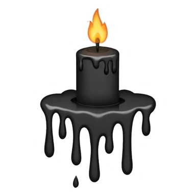 Minimalist emoji-style sticker of a candle with a broken or melted top and rising black smoke. No flame. Matte style. sticker