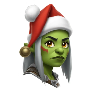 orc female warrior with santa hat sticker