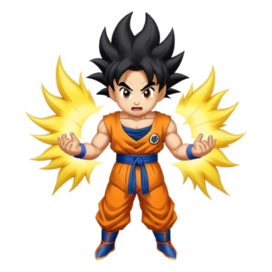A Goku Emoji Going Super Saiyan with an aura around him sticker