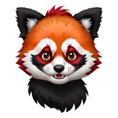 punk red panda with red and black hair sticker