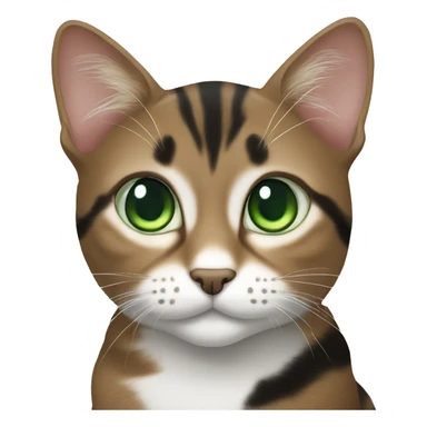 Brown white and black tabby cat with green eyes sticker