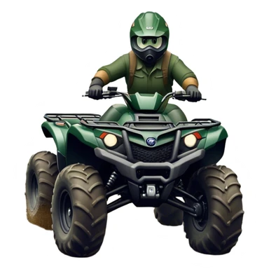 Yamaha Grizzly 700 (2019) – Cinematic-realistic Yamaha Grizzly 700 ATV, its dark green frame tearing through muddy trails. no rider sticker