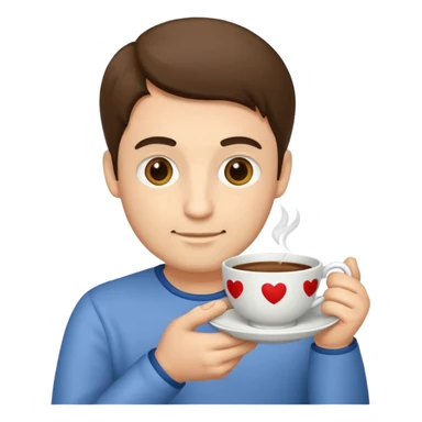 man holding teacup sticker