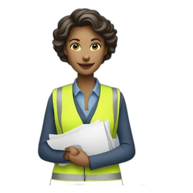 woman profession architect holding blueprints sticker