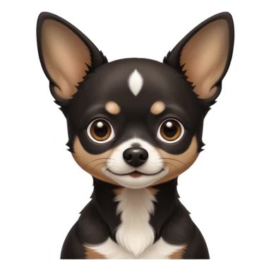 Very Dark black Chihuahua with white markings On the neck In Telegram style sticker