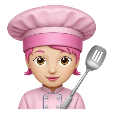 Pink chef hat with pink cooking utensils sticker