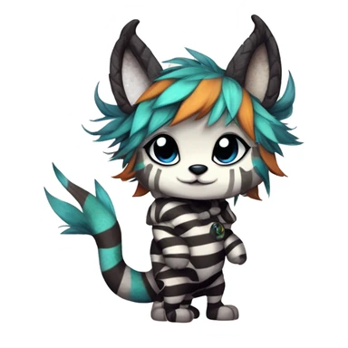 cute Kawaii edgy shy fantasy animal fursona Fionbri Vernid creature by griffsnuff & LiLaiRa & Falvie with with cool stripes patterns full body sticker