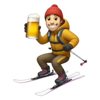 man skiing with a beer sticker