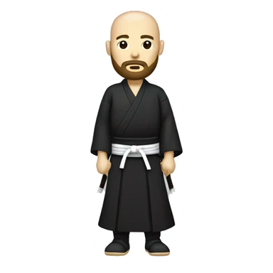 Samurai with hakama bold, beard, white person,  sticker