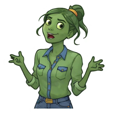 Arms crossed holding neck screaming girl sticker