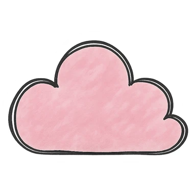 hand drawn outlined icon of a pink cloud, no fill, transparent background, thick lines sticker