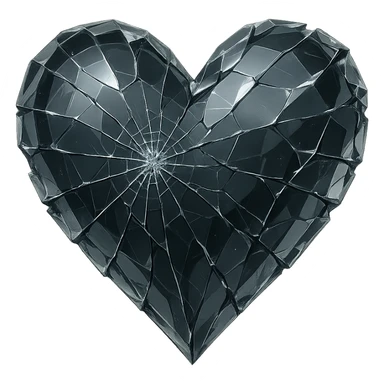 heart with a shattered glass look, digital illustration, no background sticker