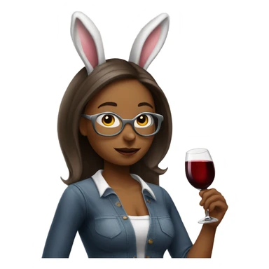 Woman Bunny drinking red wine sticker