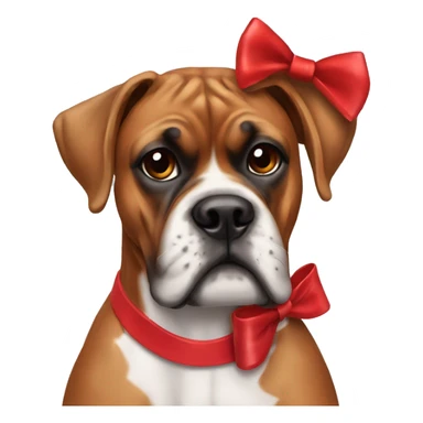 Boxer dog with a red bow on her neck sticker