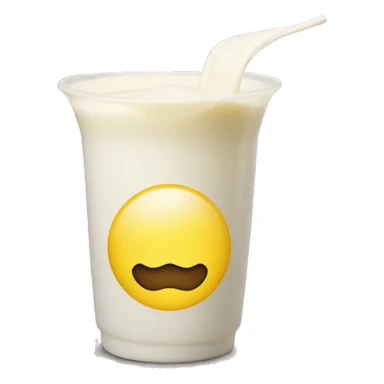 a yellow circle smiley face with some milk above the mouth that looks like a mustache sticker