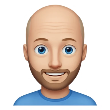 homme yeux bleus presque chauve et une barbe courte moins de chevaux et sourir sticker