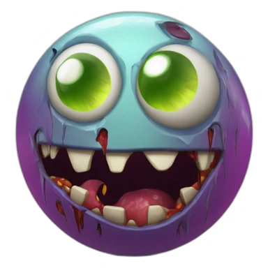 3d sphere with a cartoon Zombie skin texture with big feminine eyes sticker