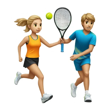 boy padel tennis player and girl runner sticker