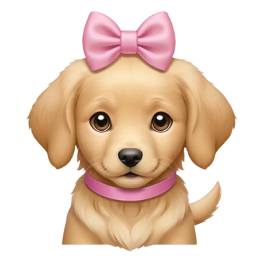 female golden retriever puppy with pink bows above her ears sticker