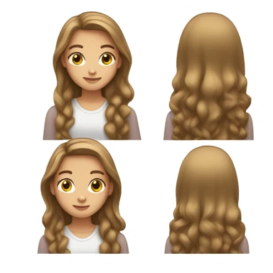 Long light brown hair girl with normal face sticker