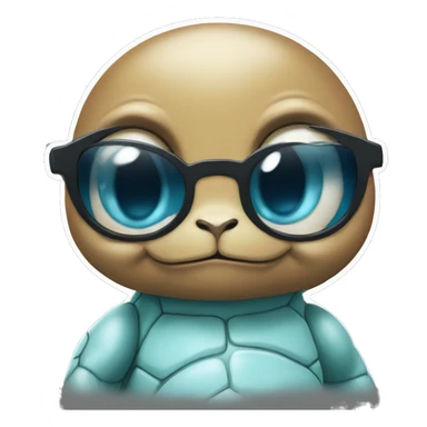 Squirtle with sunglasses crying and smiling sticker