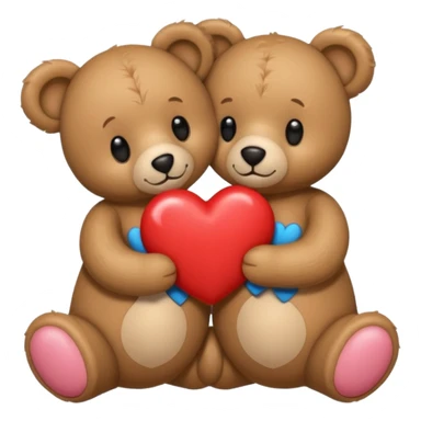 Teddy hugging another teddy with hearts sticker