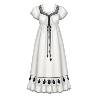White victorian nightgown with black bugs  design  sticker