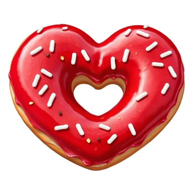Realistic isolated heart shaped donut with red frosting. sticker