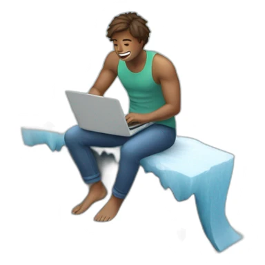 A person sitting on top of an iceberg as they are surfing the internet sticker