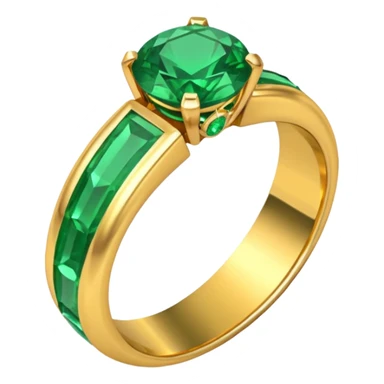 wedding ring with a emerald green stone sticker