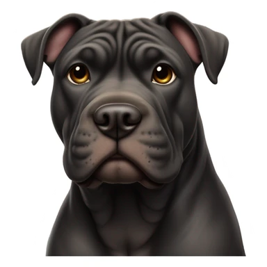 Black shar-pei pit bull mix dog, full body sticker