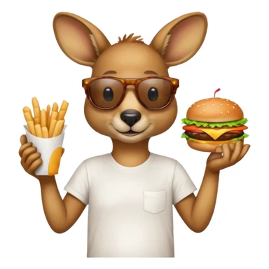 kangroo with hamburger wearing tshirt and sunglasses sticker