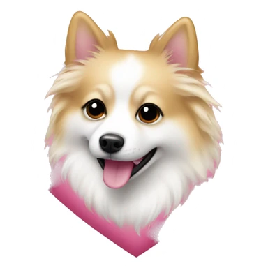 White and blonde spots spitz in a pink heart sticker