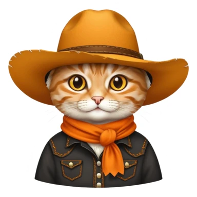 tabby cat with a wide-brimmed cowboy hat sticker