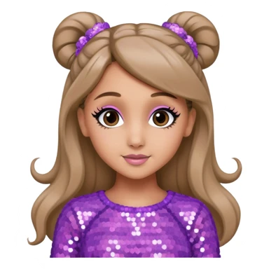 Ariana Grande with dark blonde hair, lavender pink sequin outfit sticker