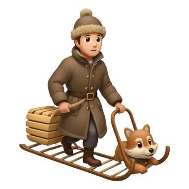 Eland trekt slede in dennenbos  sticker