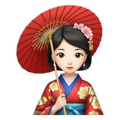 Japanese Princess  with paper umbrella sticker