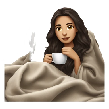 Stunning brunette girl drinking coffee with a blanket around her sticker