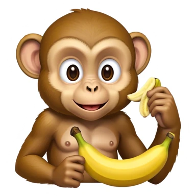 Monkey eating a banana sticker