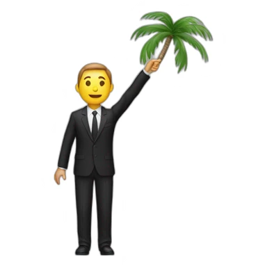 Person in black suit with right arm to the sky Palm to the Ground and other arm glued to the side of the body sticker