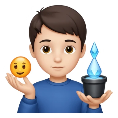 3D imoji of  The little boy who is a magic designer, he is a graphic designer, he should not be holding anything  sticker