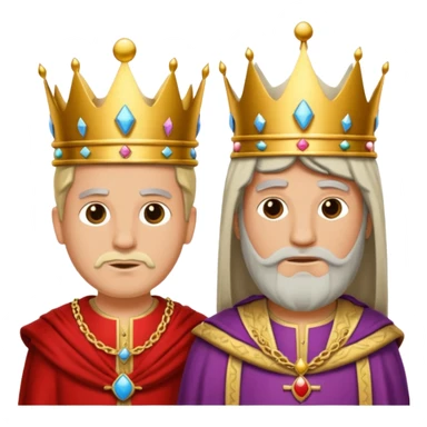 two kings with neutral expressions not too detailed but also not two simpel
they should look alike but with other colored clothing sticker