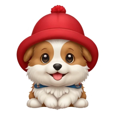 puppy dog with hat red sticker