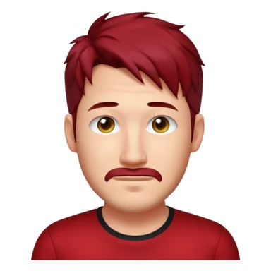 Markiplier with dark red hair, red shirt sticker