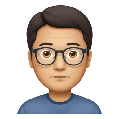 middle aged Asian man with glasses, neutral expression sticker