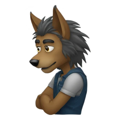 Sad loner werewolf leaning against wall sticker