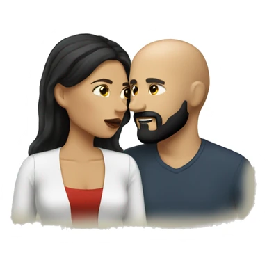 White (bald man) with (dark beard) kissing short (Mexican woman) with (long dark wavy hair) sticker
