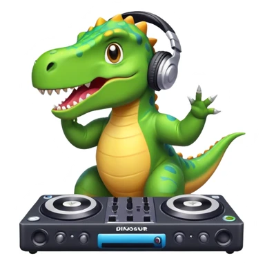 Dinosaurio músico DJ en un concierto  sticker